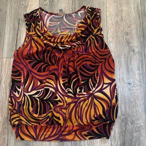 WORTHINGTON WOMEN'S STRETCH BANDED BOTTOM SLEEVELESS DRAPE NECKLINE SHIRT 1X-EUC